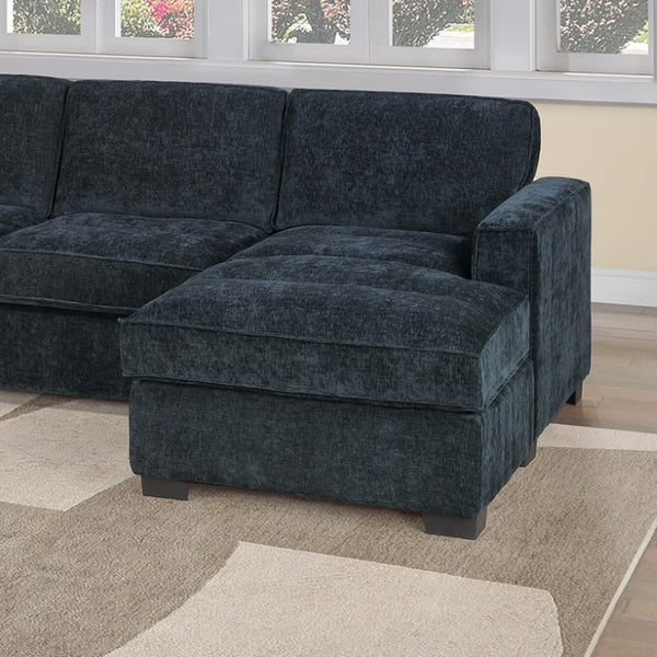 English Elm 3-Piece Modular Sectional Sofa U-Shaped Living Room Set with Chaise and Corner Wedge Black Chenille B011S07611