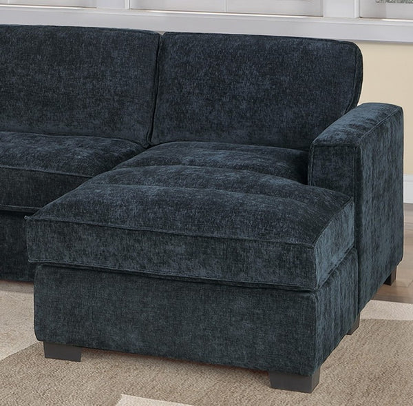 English Elm 3-Piece Modular Sectional Sofa U-Shaped Living Room Set with Chaise and Corner Wedge Black Chenille B011S07611