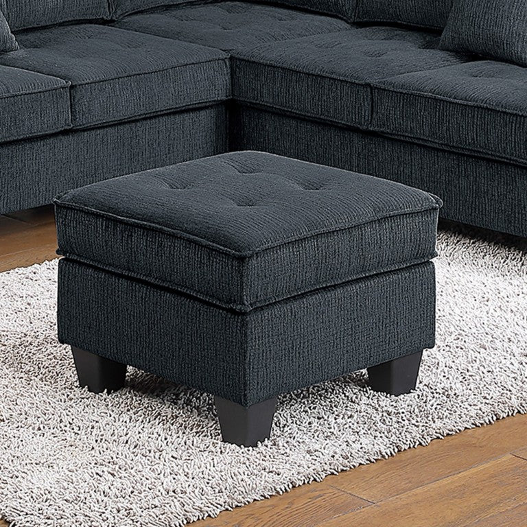 English Elm 4-Piece Chenille Sectional with Ottoman and USB Port for Modern Living Rooms Slate Black 89 L x 89 W x 36 H B011S07613