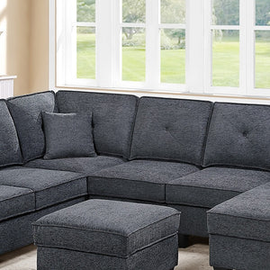 English Elm 4-Piece Modular Sectional Set with Ottoman USB Console Waffle Suede Living Room Dark Gray Chenille,Foam+Spring,Plastic,Plywood B011S07615