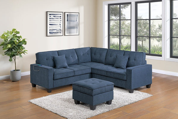 English Elm 4-Piece Modular Sectional Set with Ottoman USB Console Waffle Suede Living Room Dark Gray Chenille,Foam+Spring,Plastic,Plywood B011S07615