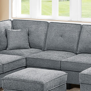English Elm Black Corduroy Reclining Sectional with Cup Holders for Spacious Living Rooms Light Gray Chenille, Foam+Spring, Plastic, Plywood B011S07616