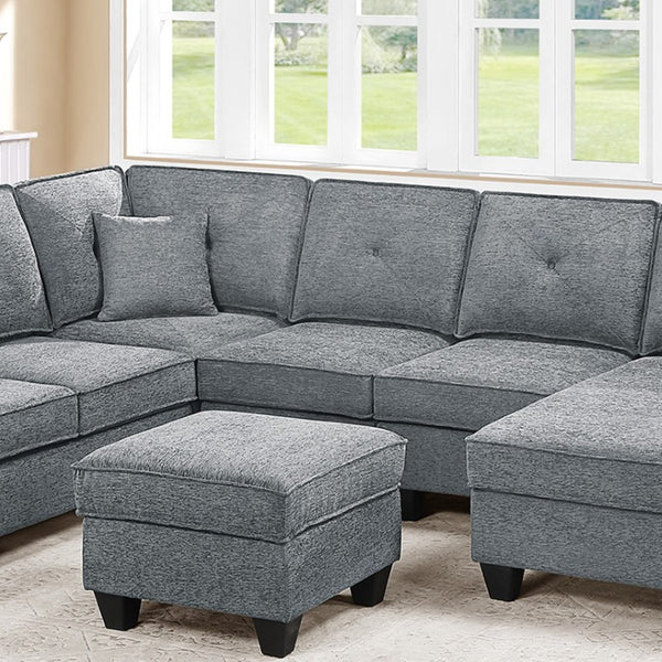 English Elm Black Corduroy Reclining Sectional with Cup Holders for Spacious Living Rooms Light Gray Chenille, Foam+Spring, Plastic, Plywood B011S07616