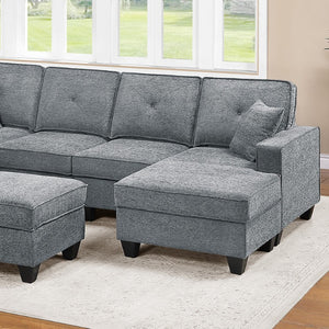 English Elm Black Corduroy Reclining Sectional with Cup Holders for Spacious Living Rooms Light Gray Chenille, Foam+Spring, Plastic, Plywood B011S07616