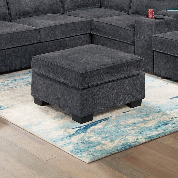 English Elm 4-Piece Waffle Suede Sectional Set with Ottoman USB Charging Tufted Living Room Sofa B011S07618