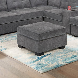 English Elm 4-Piece Modular Sectional Set with Ottoman USB Console Waffle Suede Living Room Gray Foam+Spring,Plastic,Plywood,Suede B011S07619
