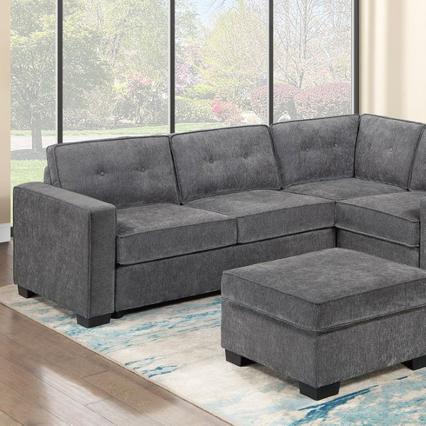 English Elm 4-Piece Modular Sectional Set with Ottoman USB Console Waffle Suede Living Room Gray Foam+Spring,Plastic,Plywood,Suede B011S07619