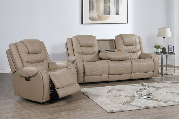English Elm Top Grain Leather Power Reclining Sofa Set with USB Charging and Cup Holders B011S07622