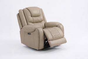 English Elm Top Grain Leather Power Reclining Sofa Set with USB Charging and Cup Holders B011S07622