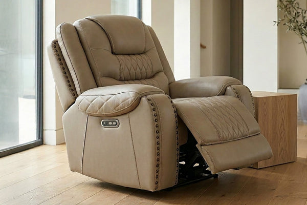 English Elm Top Grain Leather Power Reclining Sofa Set with USB Charging and Cup Holders B011S07622
