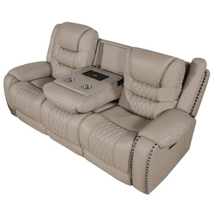 English Elm Top Grain Leather Power Reclining Sofa Set with USB Charging and Cup Holders B011S07622