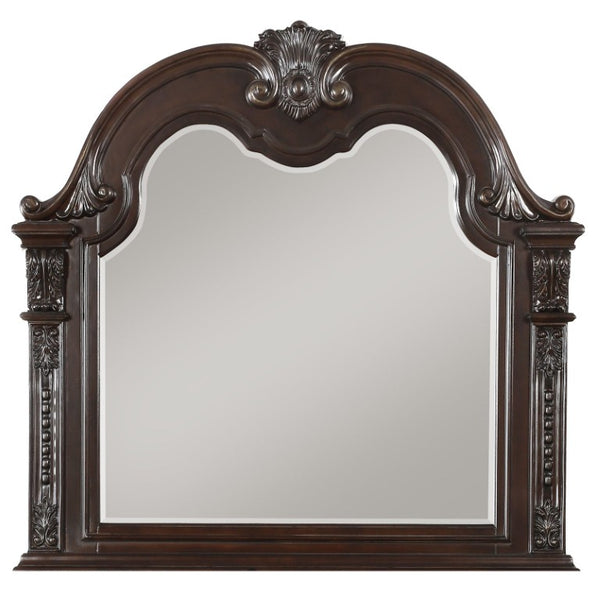 English Elm Formal Luxury Dresser with Mirror Marble Top Birch Veneer Cherry Gold Traditional Bedroom B011S07628