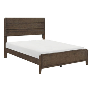 English Elm California King Slatted Panel Bed Solid Rubberwood Transitional Walnut Bedroom Frame California King Dark Walnut Wood B011S07635