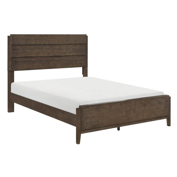 English Elm California King Slatted Panel Bed Solid Rubberwood Transitional Walnut Bedroom Frame California King Dark Walnut Wood B011S07635