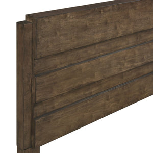 English Elm California King Slatted Panel Bed Solid Rubberwood Transitional Walnut Bedroom Frame California King Dark Walnut Wood B011S07635