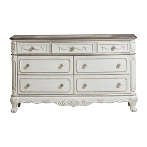 English Elm Antique White Victorian Four Piece Kids Bedroom Collection with Carved Floral Hardware B011S07642
