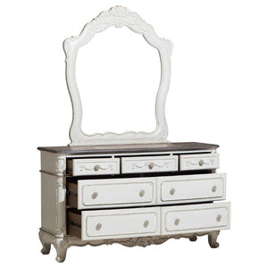 English Elm Antique White Victorian Four Piece Kids Bedroom Collection with Carved Floral Hardware B011S07642