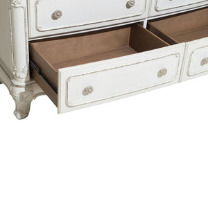 English Elm Antique White Victorian Four Piece Kids Bedroom Collection with Carved Floral Hardware B011S07642