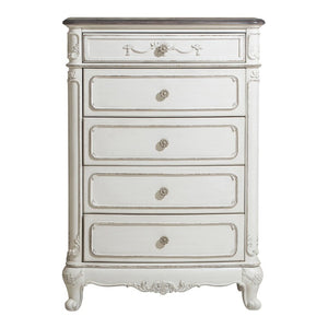 English Elm Antique White Victorian Four Piece Kids Bedroom Collection with Carved Floral Hardware B011S07642