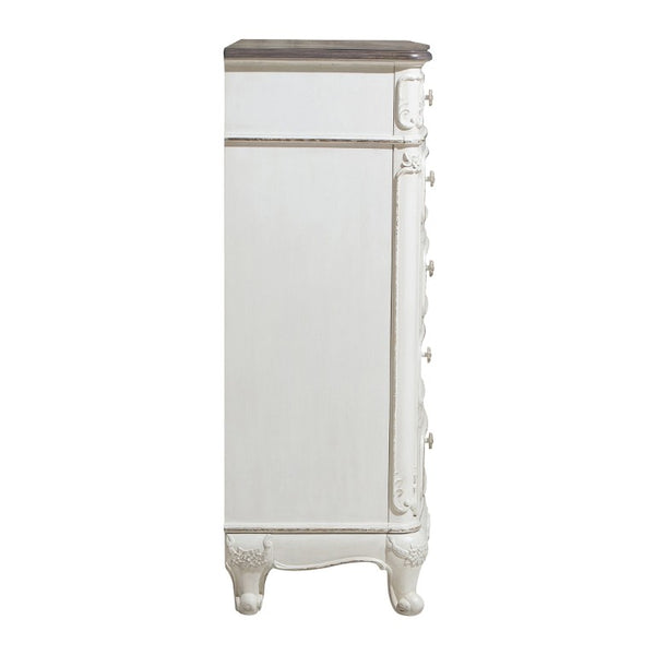 English Elm Antique White Victorian Four Piece Kids Bedroom Collection with Carved Floral Hardware B011S07642