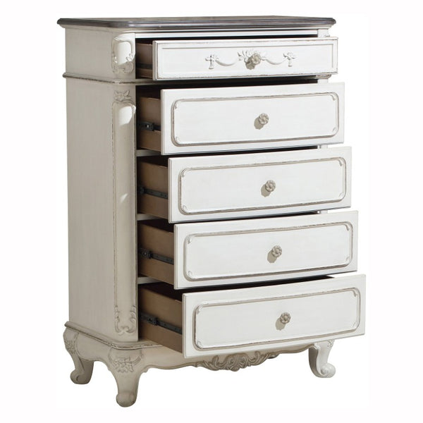 English Elm Antique White Victorian Four Piece Kids Bedroom Collection with Carved Floral Hardware B011S07642