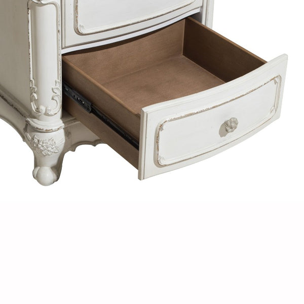 English Elm Antique White Victorian Four Piece Kids Bedroom Collection with Carved Floral Hardware B011S07642