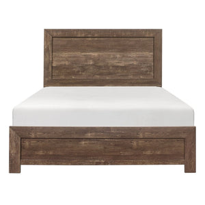 English Elm Brown Rustic Lodge Eastern King Bedroom Set with Panel Bed Dresser and Wall Mirror B011S07681