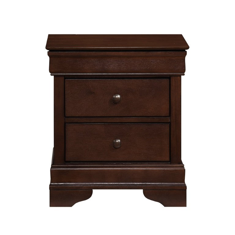 English Elm Cherry Louis Philippe Bedroom Set with Okume Veneer Dresser Mirror and Nightstand B011S07689