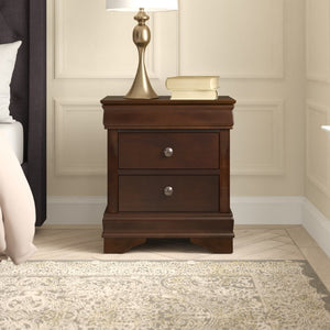 English Elm Cherry Louis Philippe Bedroom Set Okume Veneer Sleigh Bed with Nightstand and Chest B011S07690