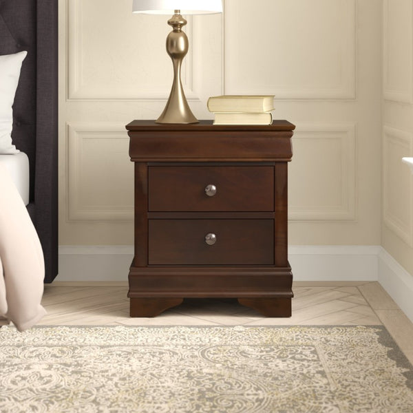 English Elm Cherry Louis Philippe Bedroom Set Okume Veneer Sleigh Bed with Nightstand and Chest B011S07690
