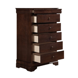 English Elm Cherry Louis Philippe Bedroom Set Okume Veneer Sleigh Bed with Nightstand and Chest B011S07690