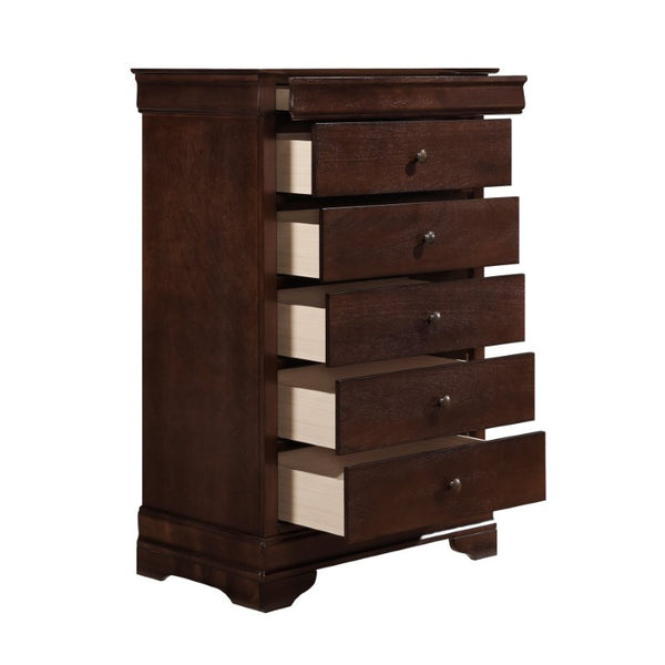 English Elm Cherry Louis Philippe Bedroom Set Okume Veneer Sleigh Bed with Nightstand and Chest B011S07690