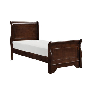 English Elm Cherry Abbeville Louis Philippe Twin Sleigh Bedroom Set with Dresser and Wall Mirror B011S07703