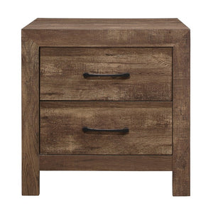 English Elm White Three Piece Bedroom Collection with Dresser Nightstand and Curved Mirror Frame Rustic Brown Nightstand, Dresser & Mirror B011S07819