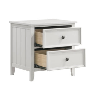 English Elm White Farmhouse Bedroom Set with Shiplap Panel Detailing Eastern King Bed Nightstand Chest B011S07830