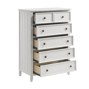 English Elm White Farmhouse Bedroom Set with Shiplap Panel Detailing Eastern King Bed Nightstand Chest B011S07830