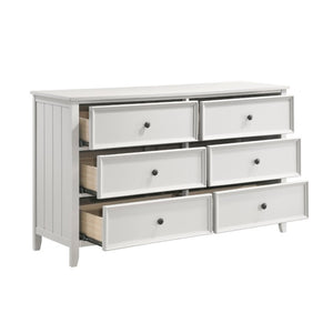 English Elm White Farmhouse Bedroom Set with Shiplap Panel Detailing Eastern King Dresser Mirror B011S07831