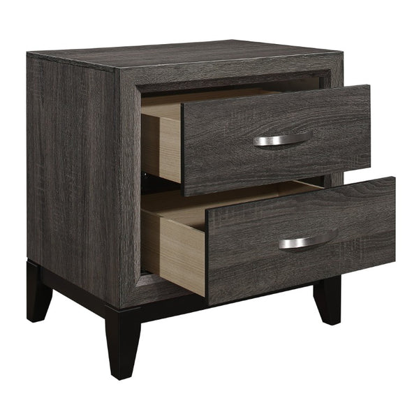 English Elm Gray Wood Grain Bedroom Set Eastern King Bed Nightstand and Chest Contemporary Suite B011S07852