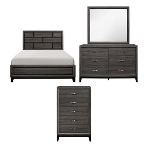 English Elm Gray Contemporary Bedroom Set with Eastern King Bed Dresser Mirror and Chest B011S07854