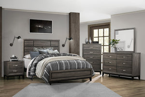 English Elm Gray Contemporary Bedroom Set with Eastern King Bed Dresser Mirror and Chest B011S07854
