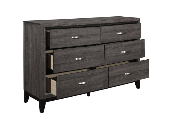 English Elm Gray Contemporary Bedroom Set with Eastern King Bed Dresser Mirror and Chest B011S07854