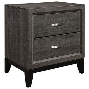 English Elm Gray Queen Bedroom Set with Bed Nightstand and Five Drawer Chest in Warm Melamine Finish B011S07858