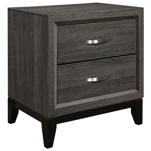 English Elm Gray Queen Bedroom Set with Bed Nightstand and Five Drawer Chest in Warm Melamine Finish B011S07858