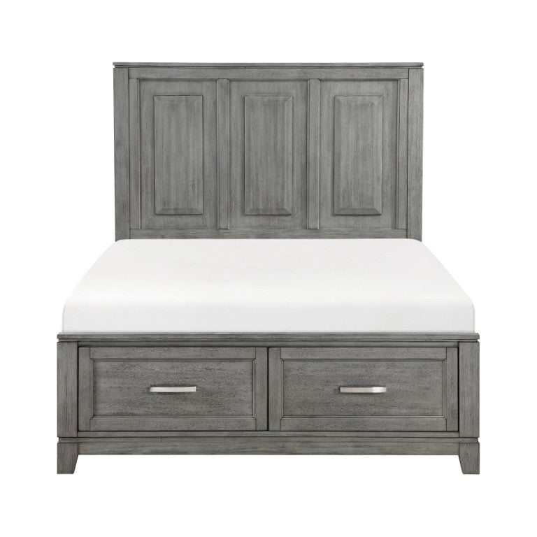 English Elm Gray Transitional Full Bedroom Set with Okume Veneer Storage Bed Nightstand Chest B011S07880