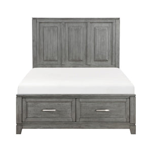 English Elm Gray Okume Veneer Full Bedroom Set with Dresser Mirror and Dovetail Storage Drawers B011S07881
