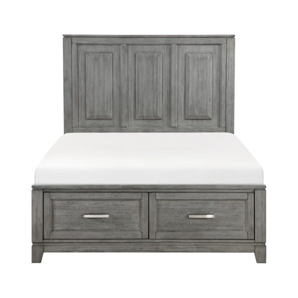 English Elm Gray Okume Veneer Full Bedroom Set with Dresser Mirror and Dovetail Storage Drawers B011S07881