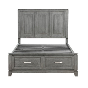 English Elm Gray Okume Veneer Full Bedroom Set with Dresser Mirror and Dovetail Storage Drawers B011S07881