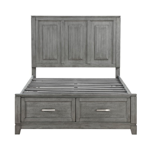 English Elm Gray Okume Veneer Full Bedroom Set with Dresser Mirror and Dovetail Storage Drawers B011S07881