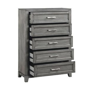 English Elm Gray Okume Veneer Twin Bedroom Set with Storage Bed Nightstand and Matching Chest B011S07885