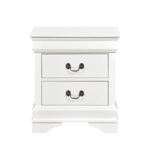 English Elm Cherry Louis Philippe White Four Piece Twin Bedroom Set with Sleigh Bed and Brass Hardware B011S08017